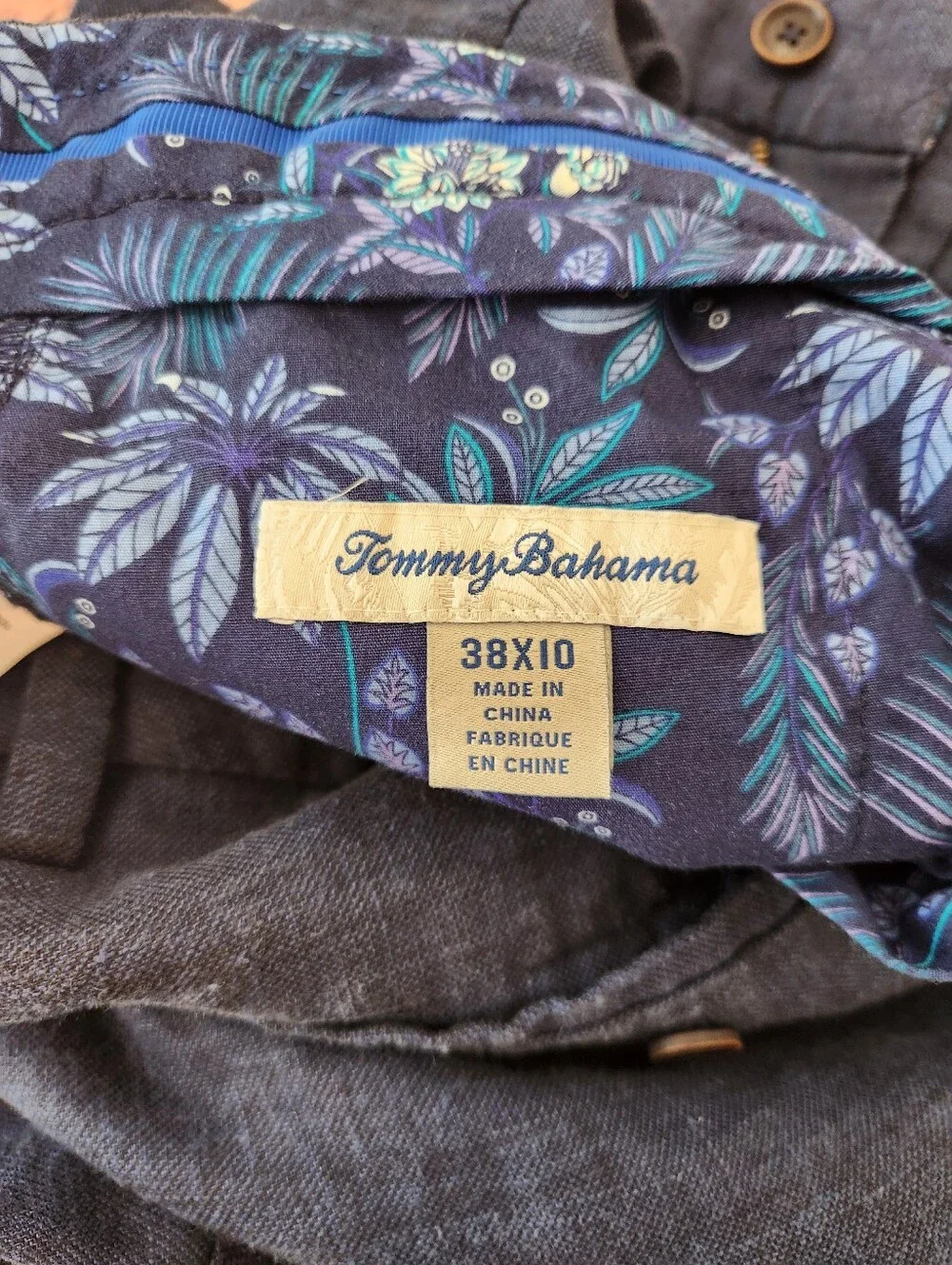 Tommy Bahama Mens Linen Blend Navy Blue Shorts Size 38